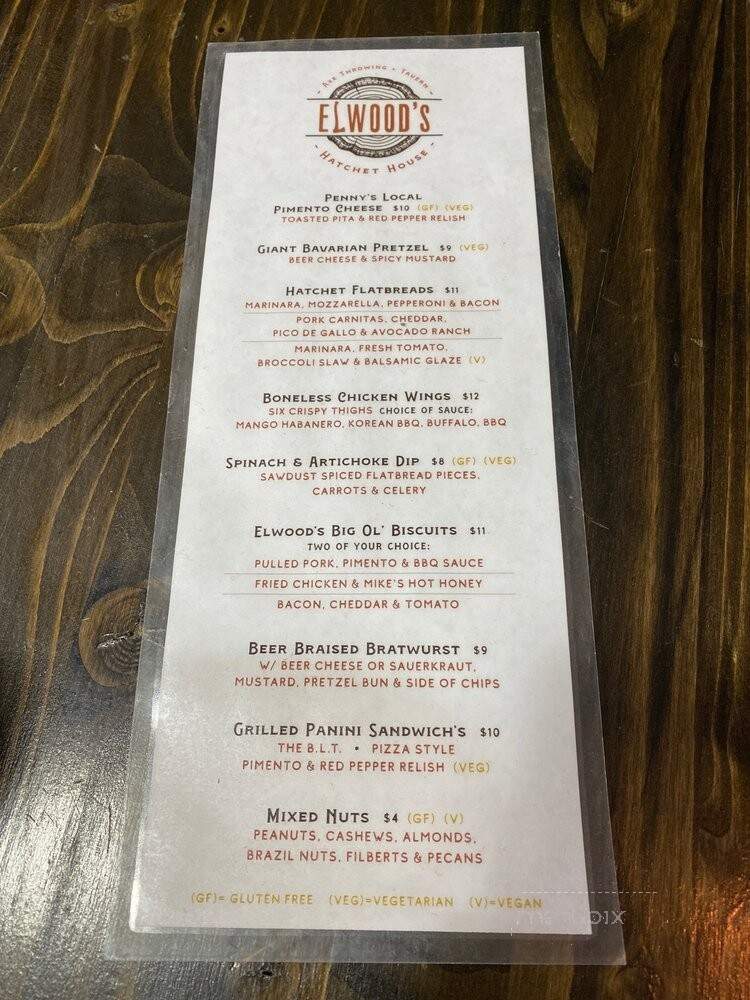 Elwood's Hatchet House - Boone, NC menu_pic