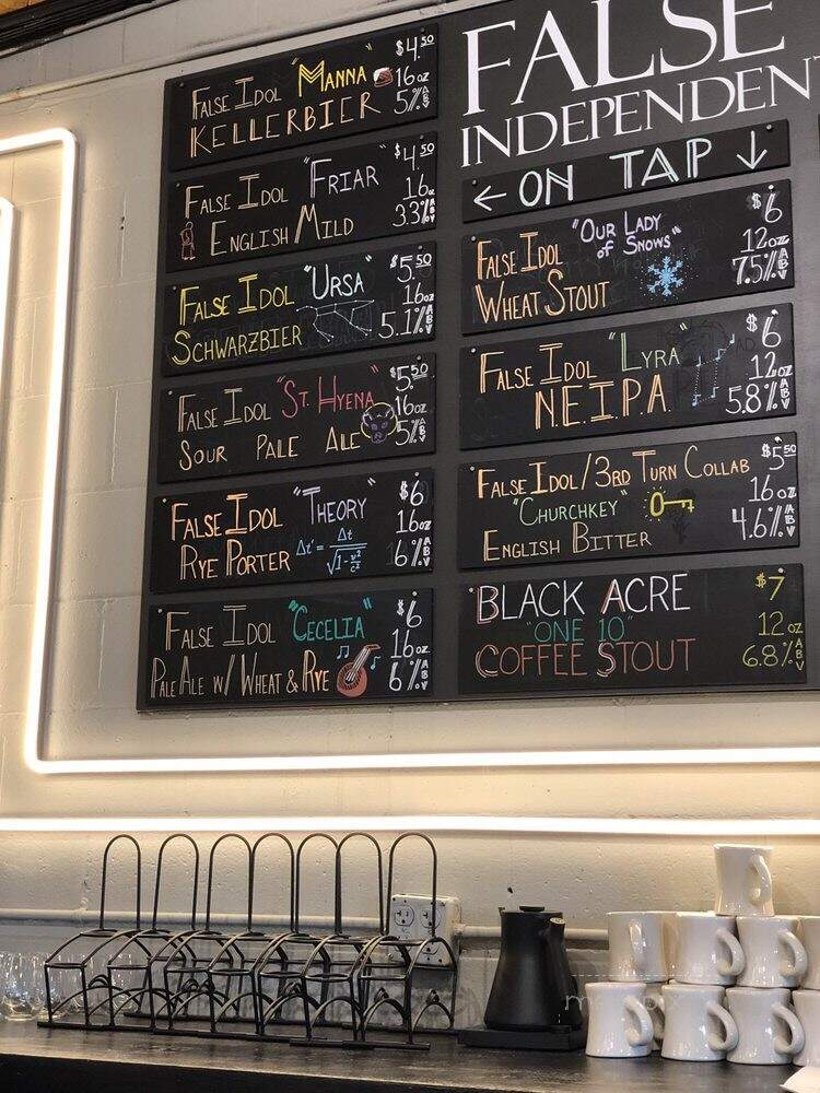 False Idol Independent Brewers - Louisville, KY menu_pic