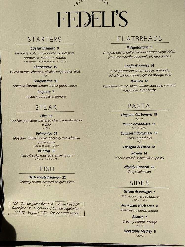 Fedeli's Steak and Pasta - Topeka, KS menu_pic