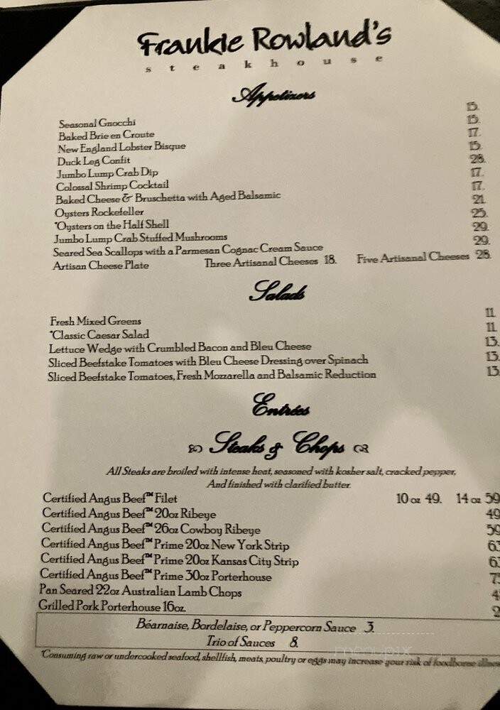Frankie Rowland's - Salem, VA menu_pic