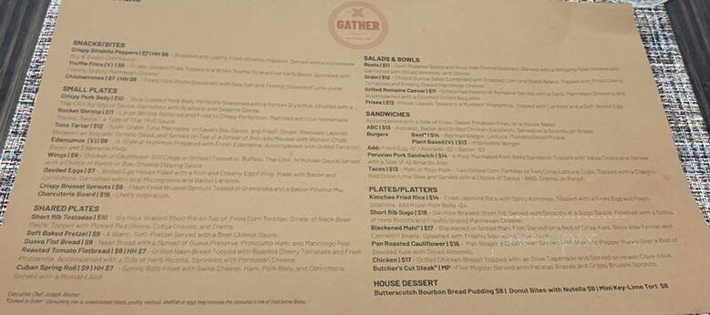 Gather: Social Lounge - Gainesville, FL menu_pic