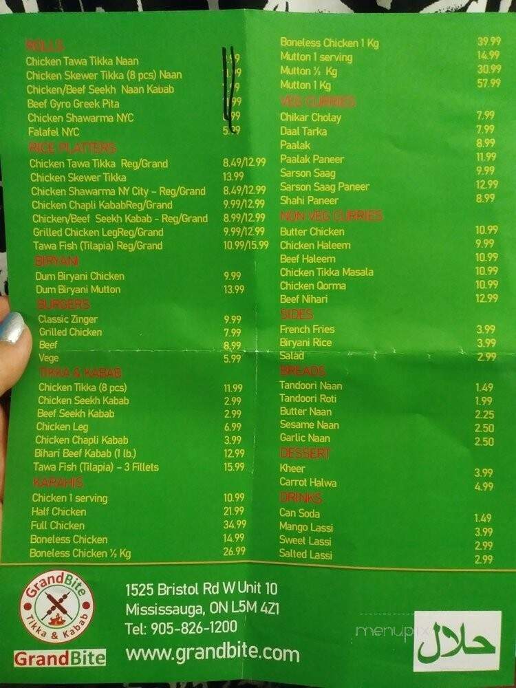 GrandBite - Mississauga, ON menu_pic