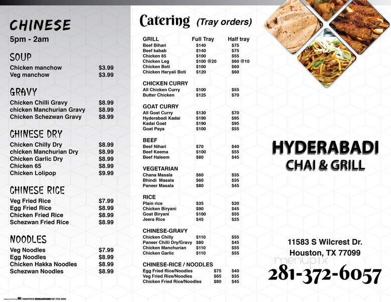 Hyderabadi Chai & Grill - Houston, TX menu_pic