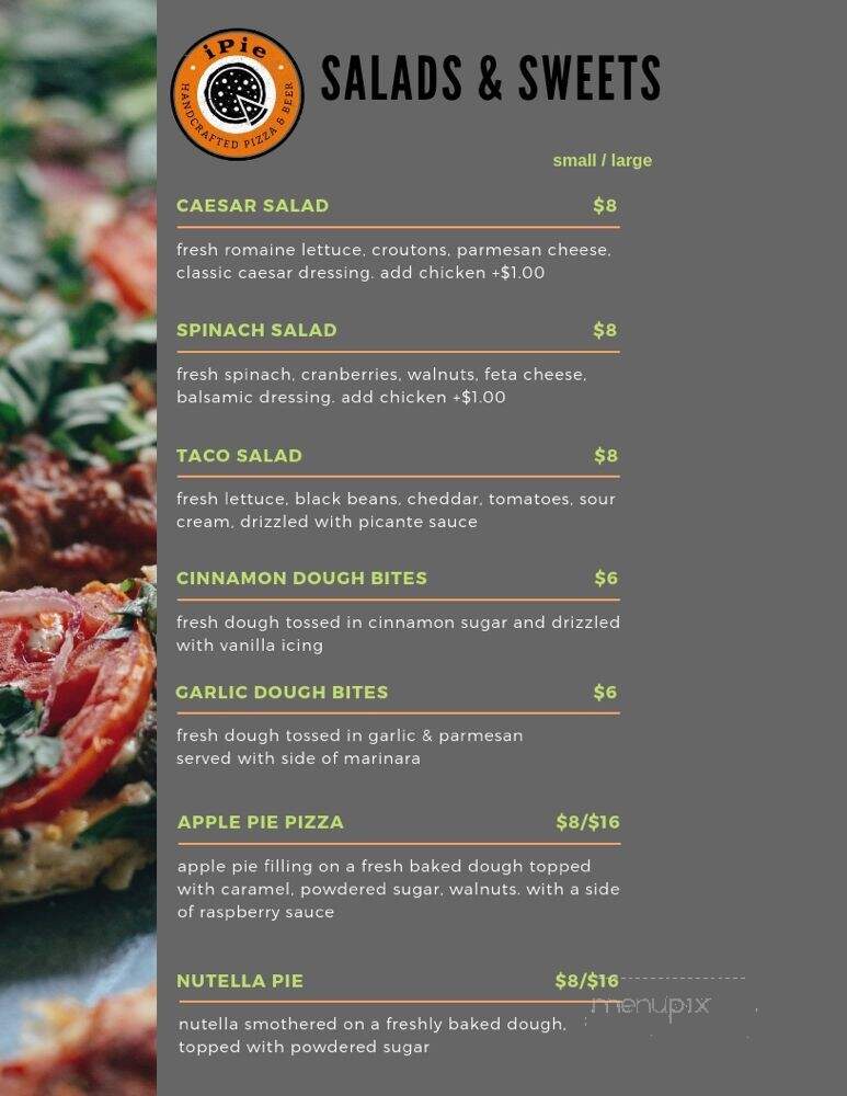 Ipie Handcrafted Pizza & Beer - Daytona Beach, FL menu_pic