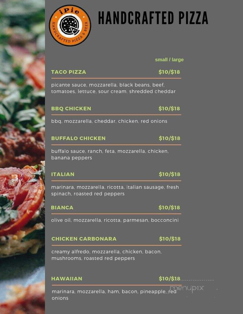 Ipie Handcrafted Pizza & Beer - Daytona Beach, FL menu_pic