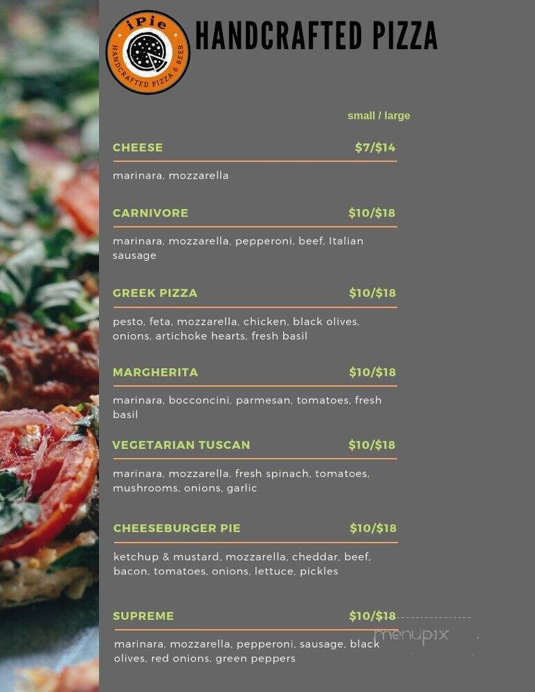 Ipie Handcrafted Pizza & Beer - Daytona Beach, FL menu_pic
