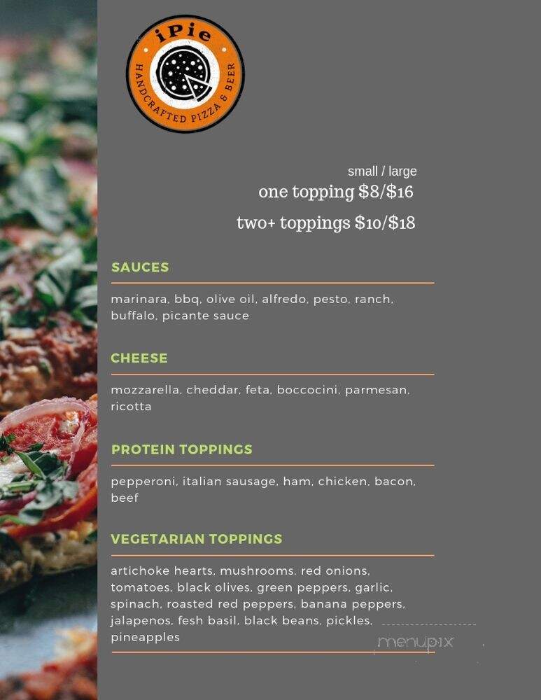 Ipie Handcrafted Pizza & Beer - Daytona Beach, FL menu_pic