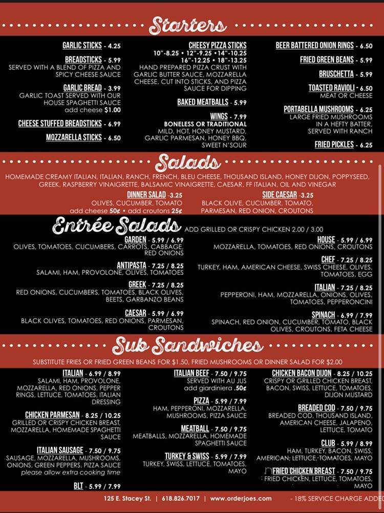Joe's Pizza of Chester - Chester, IL menu_pic