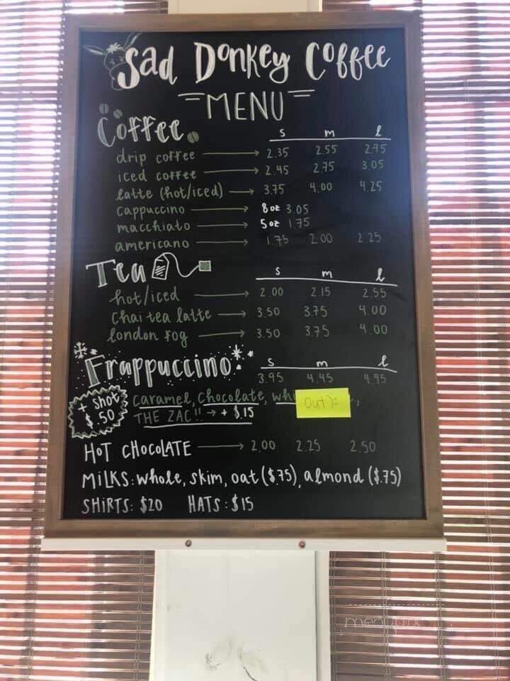 Sad Donkey Coffee - Williston, FL menu_pic