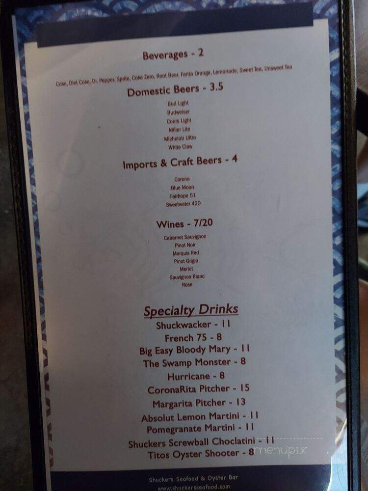 Shuckers Seafood & Oyster Bar - Jackson, AL menu_pic
