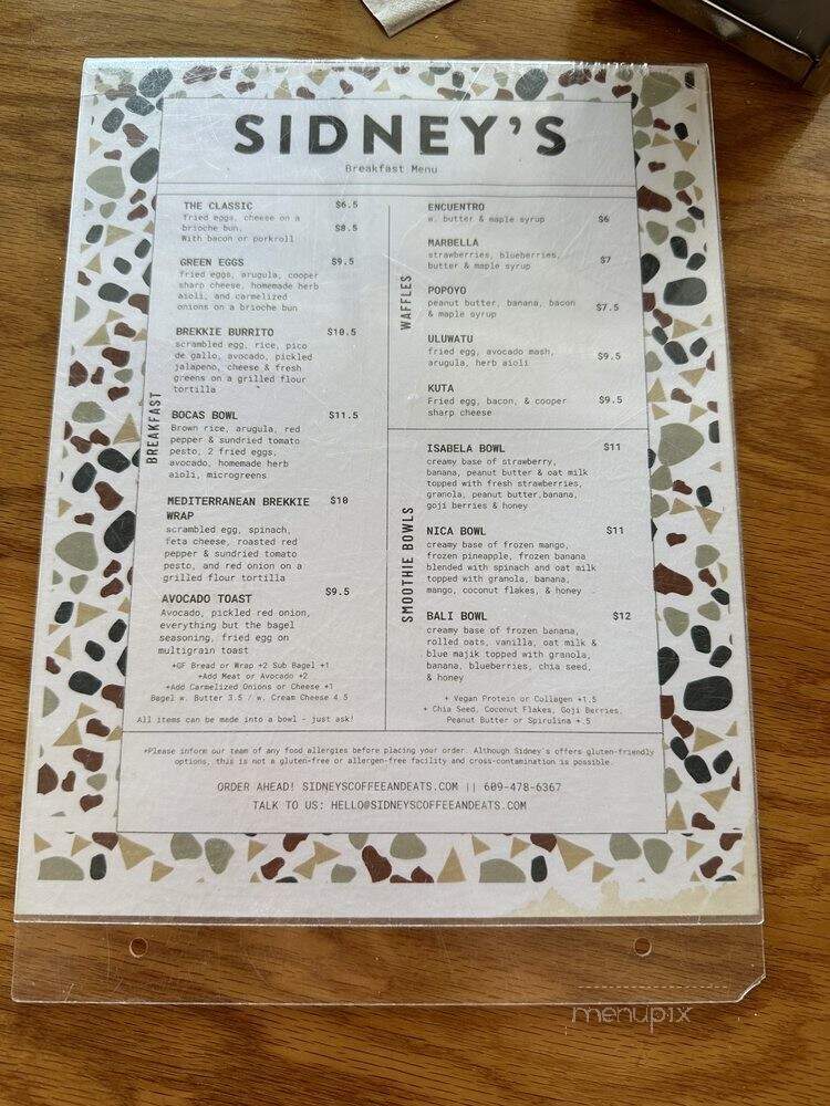 Sidney's Coffee & Eats - Strathmere, NJ menu_pic