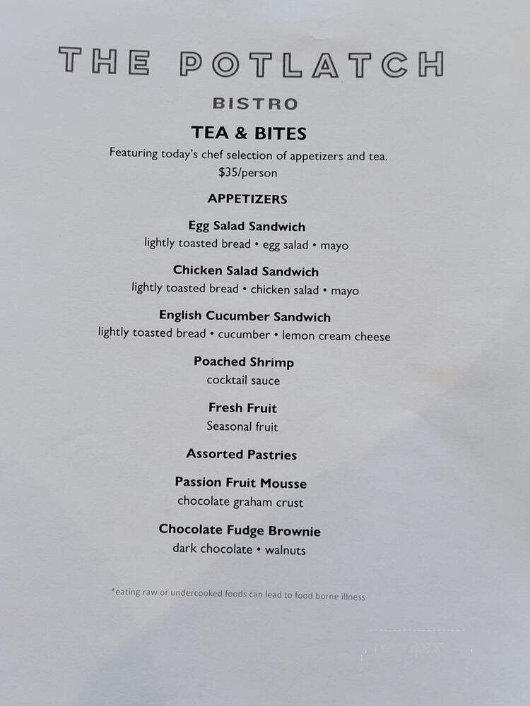 The Potlatch Bistro - Edmonds, WA menu_pic