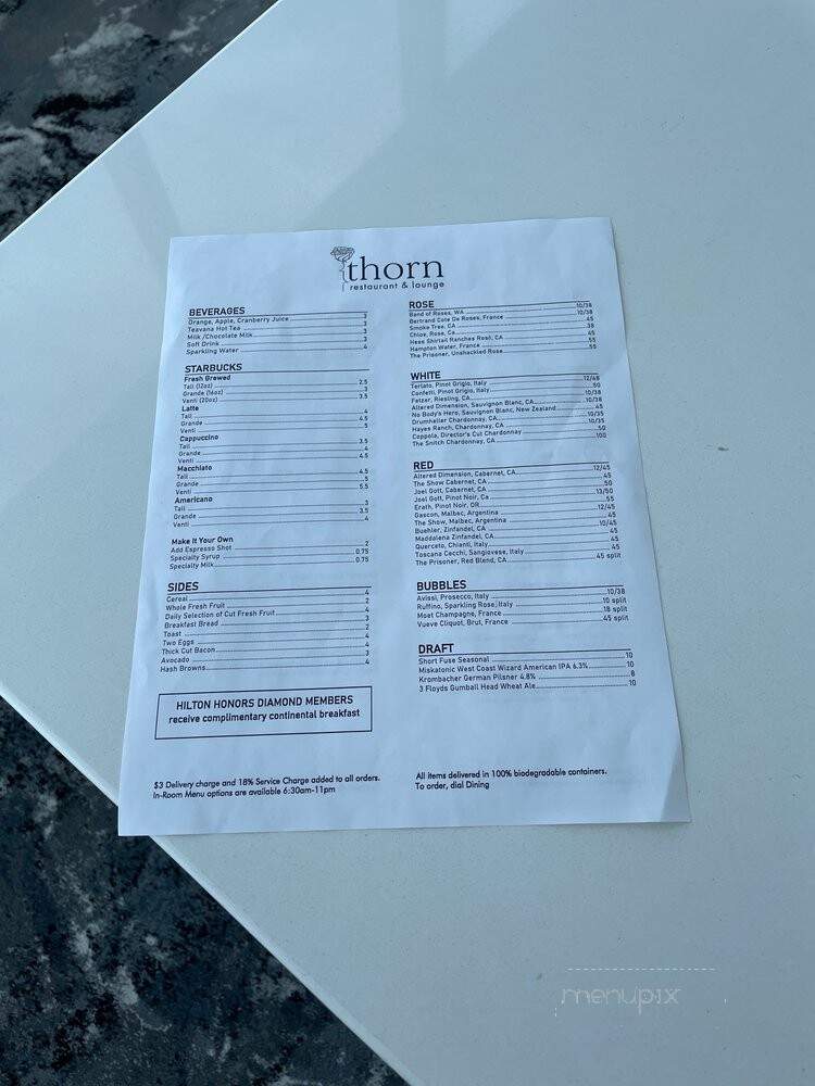 Thorn Restaurant & Lounge - Rosemont, IL menu_pic