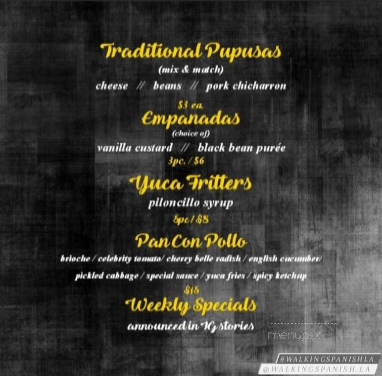 Walking Spanish - Los Angeles, CA menu_pic
