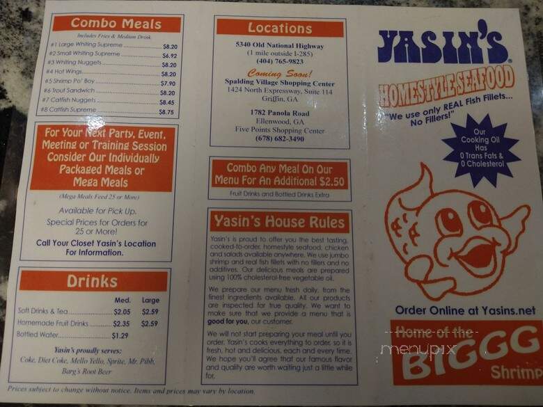 Yasin's Homestyle Seafood - Ellenwood, GA menu_pic