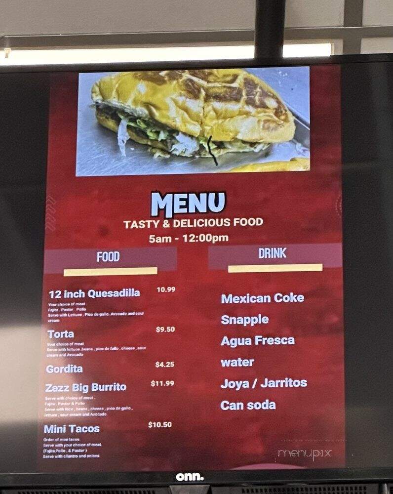 Zazz Burritos - Pasadena, TX menu_pic