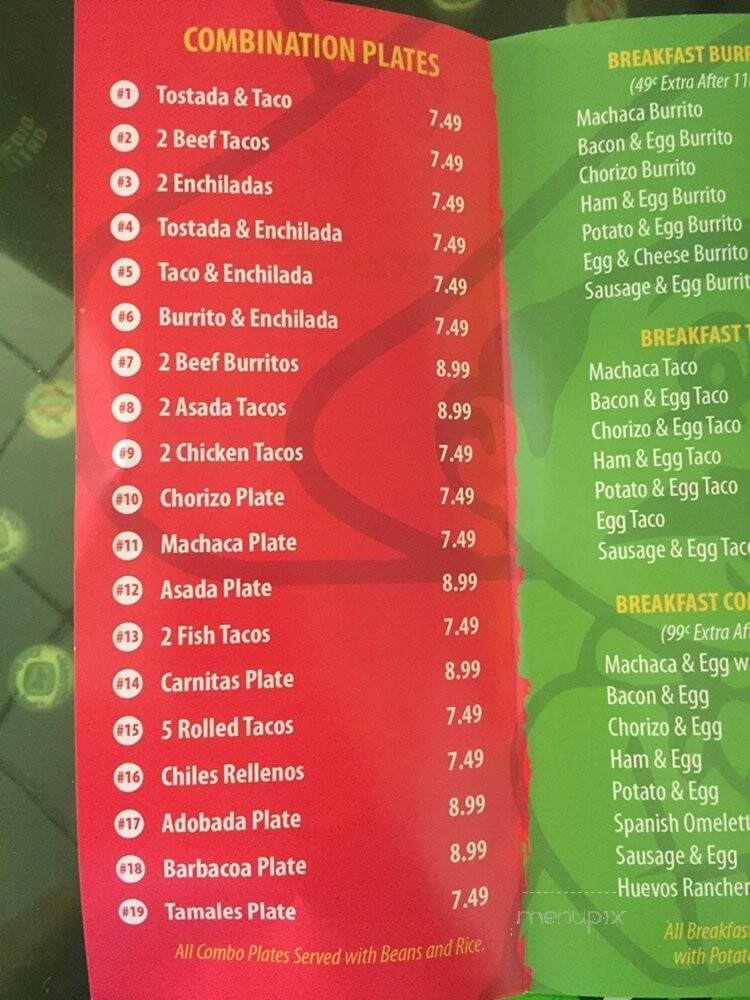 Alfredo's Mexican Food - Breckenridge, TX menu_pic