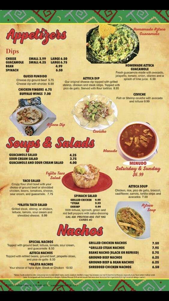 Azteca Mexican - Park City, KS menu_pic