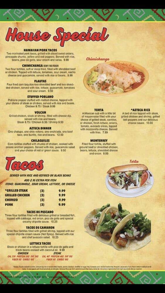 Azteca Mexican - Park City, KS menu_pic