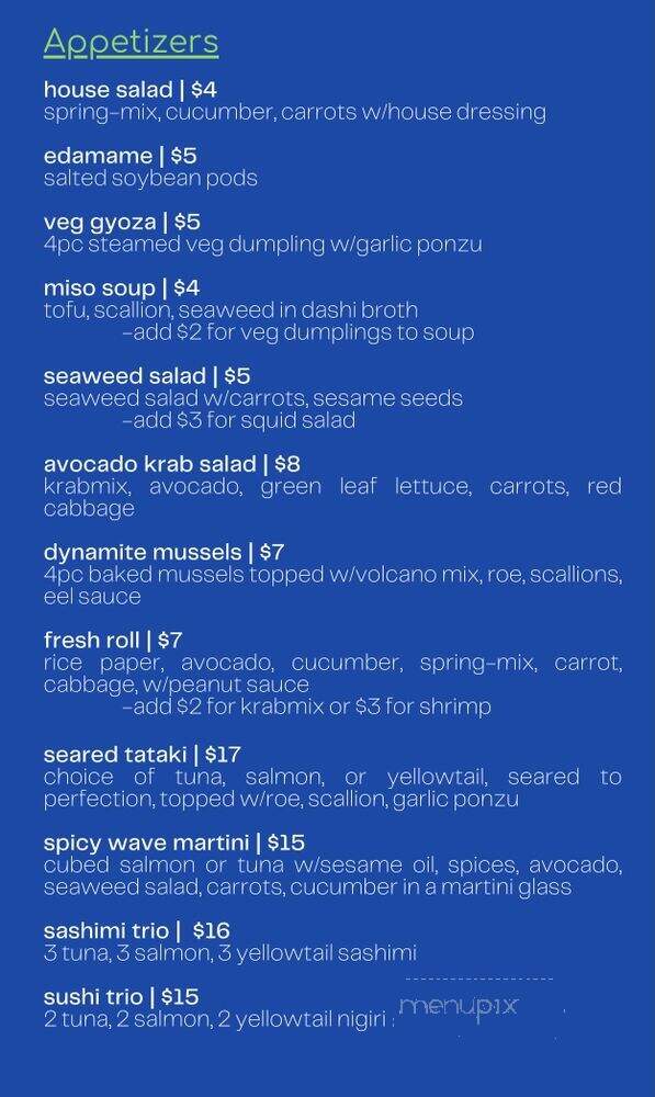 BluWave Sushi - Tampa, FL menu_pic