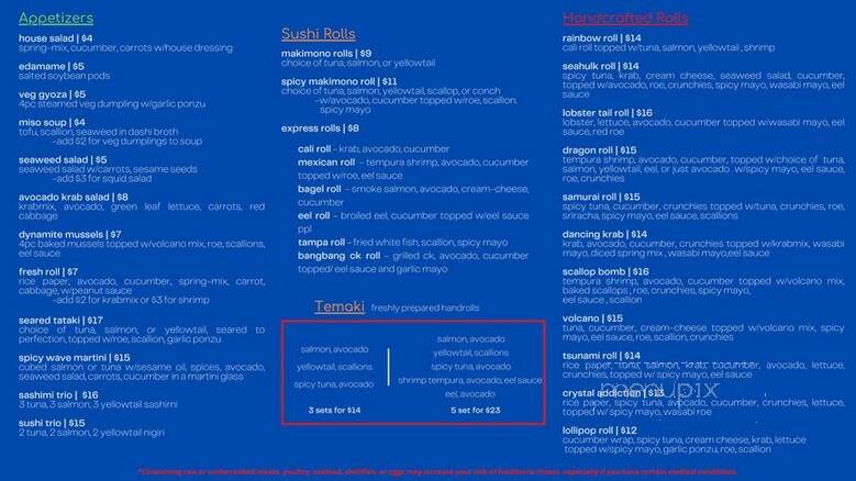 BluWave Sushi - Tampa, FL menu_pic