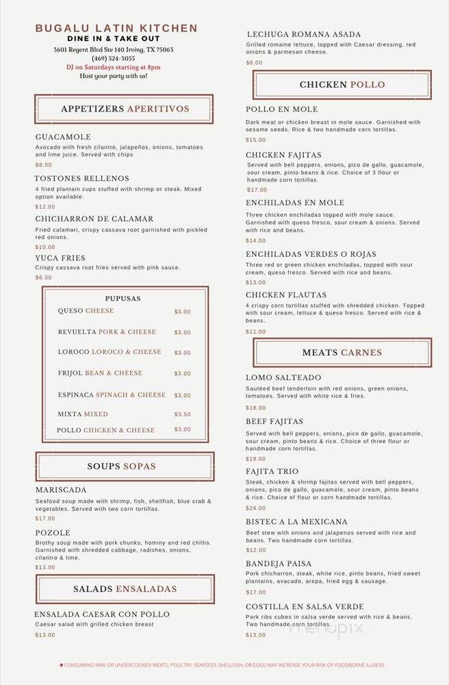 Bugalu Latin Kitchen - Irving, TX menu_pic