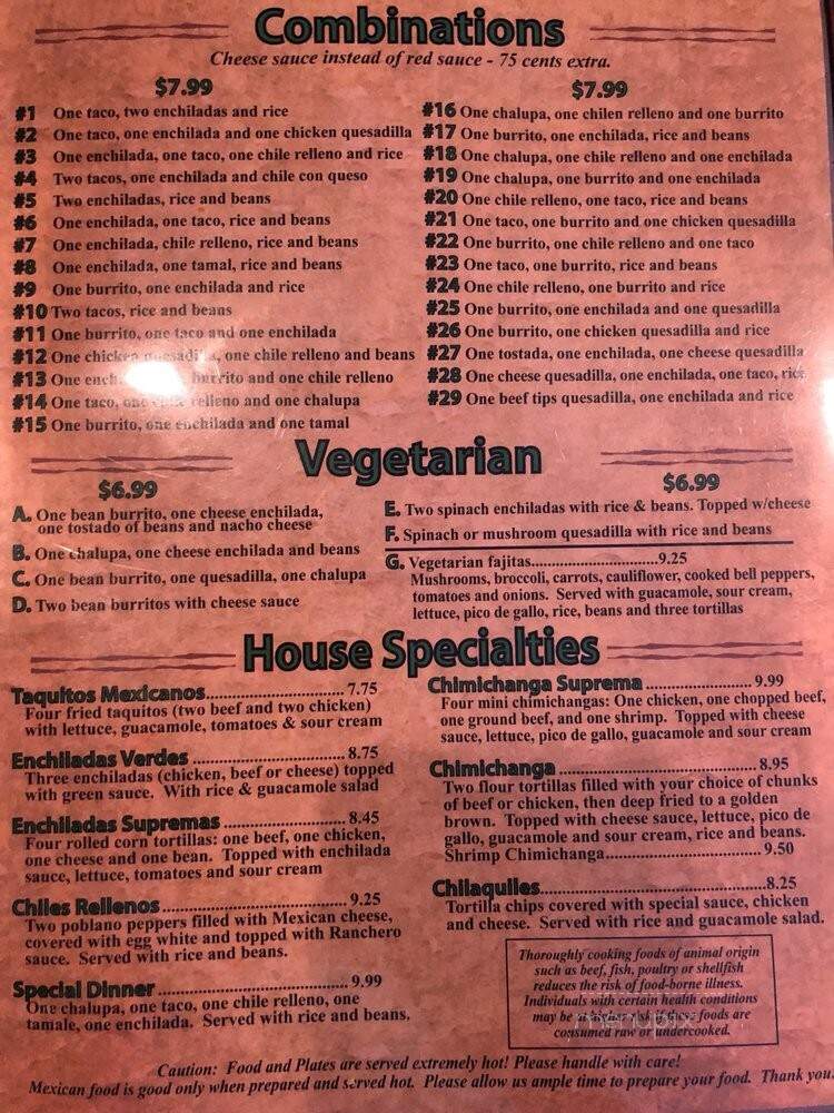 Casa Mexicana - Livingston, TN menu_pic