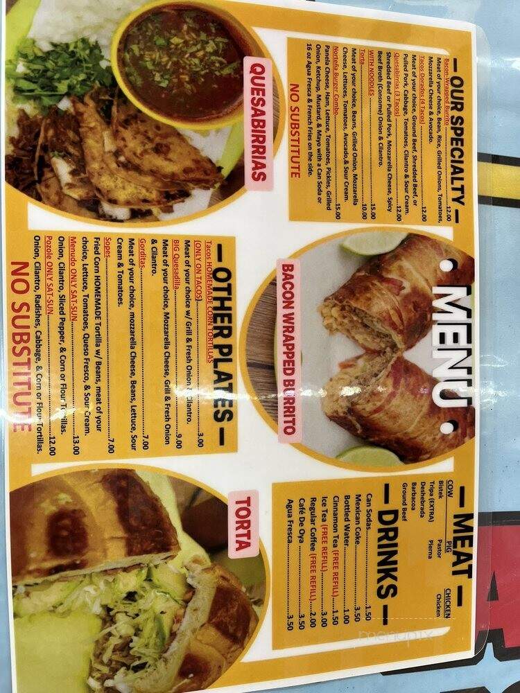 El Ta-Cotorro Norteno - Houston, TX menu_pic