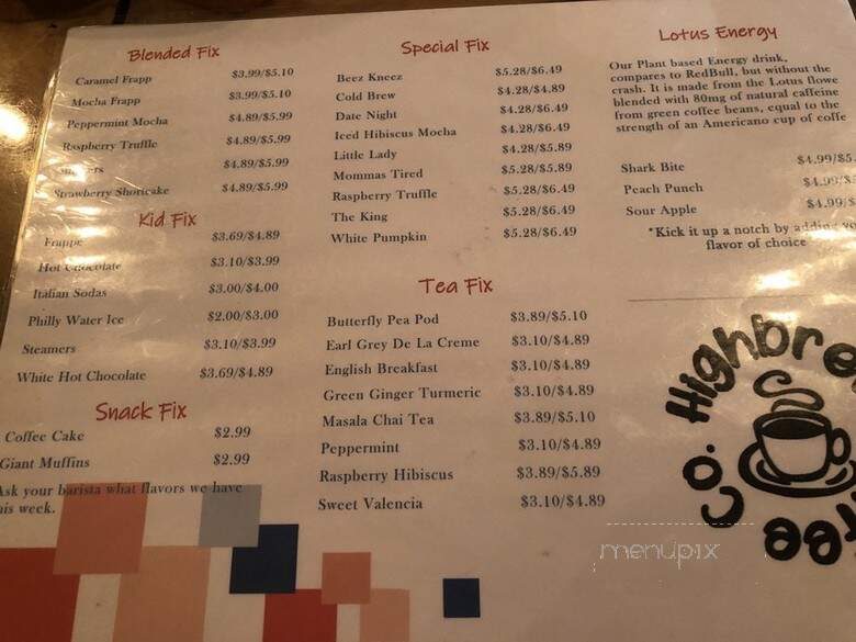 Highbrew Coffee Co - Louisville, KY menu_pic