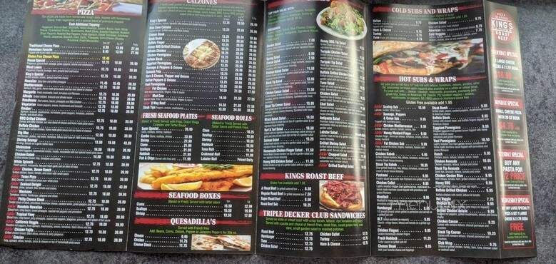 Kings Roast Beef, Pizza, Seafood - Gloucester, MA menu_pic