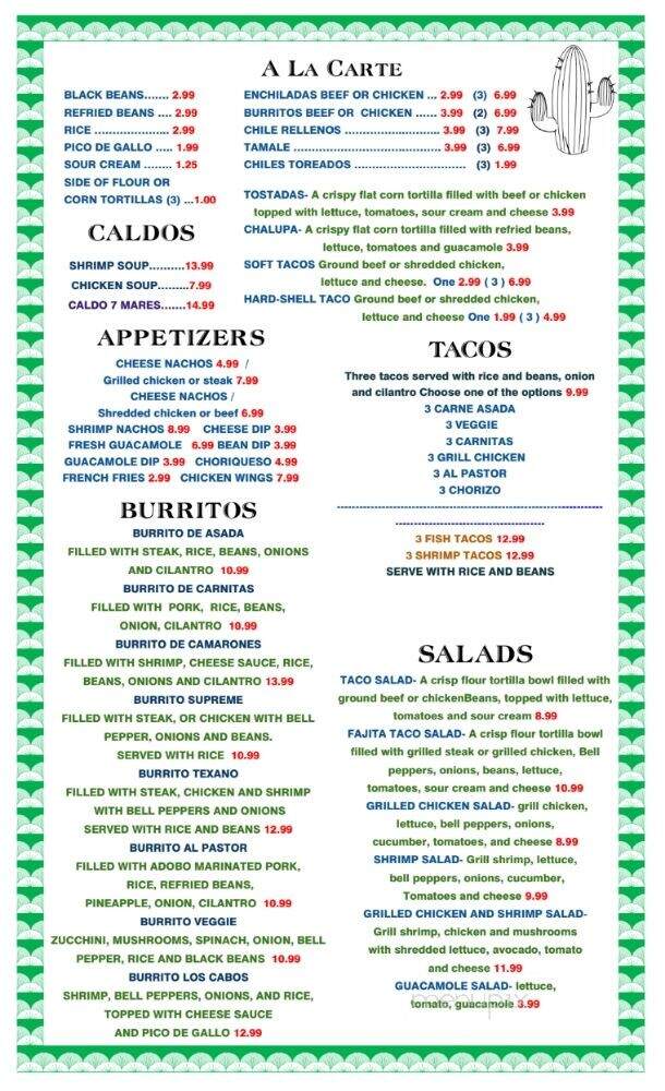 Little Mexico - Beaufort, NC menu_pic