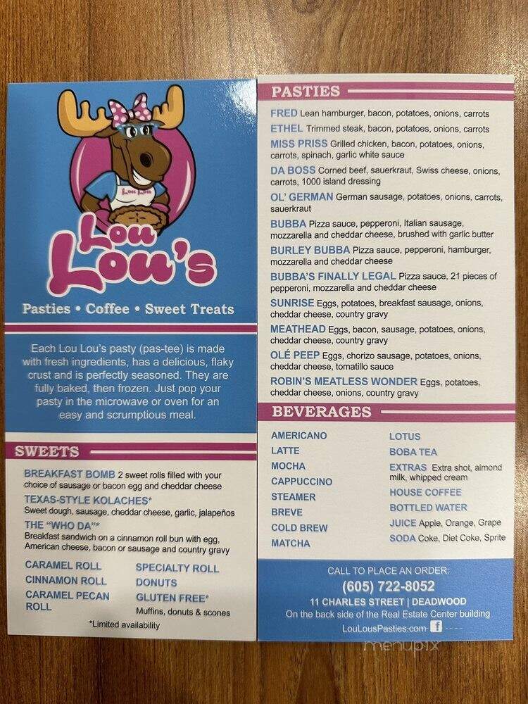 Lou Lou's Bombdiggity's - Deadwood, SD menu_pic