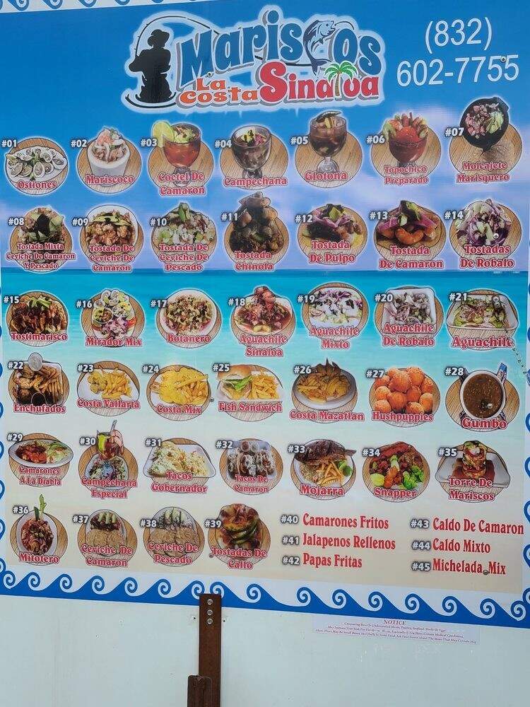 Mariscos La Costa Sinaloa - houston, TX menu_pic