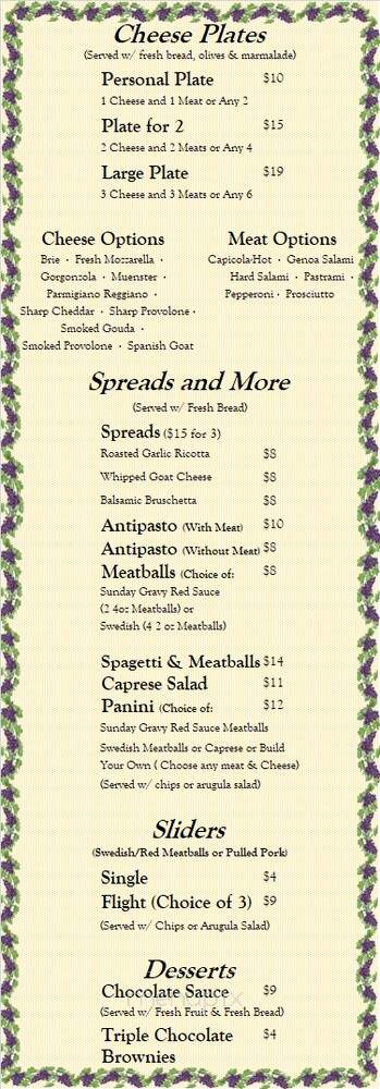 My Wine and Cheese Bar - Rochester, NY menu_pic