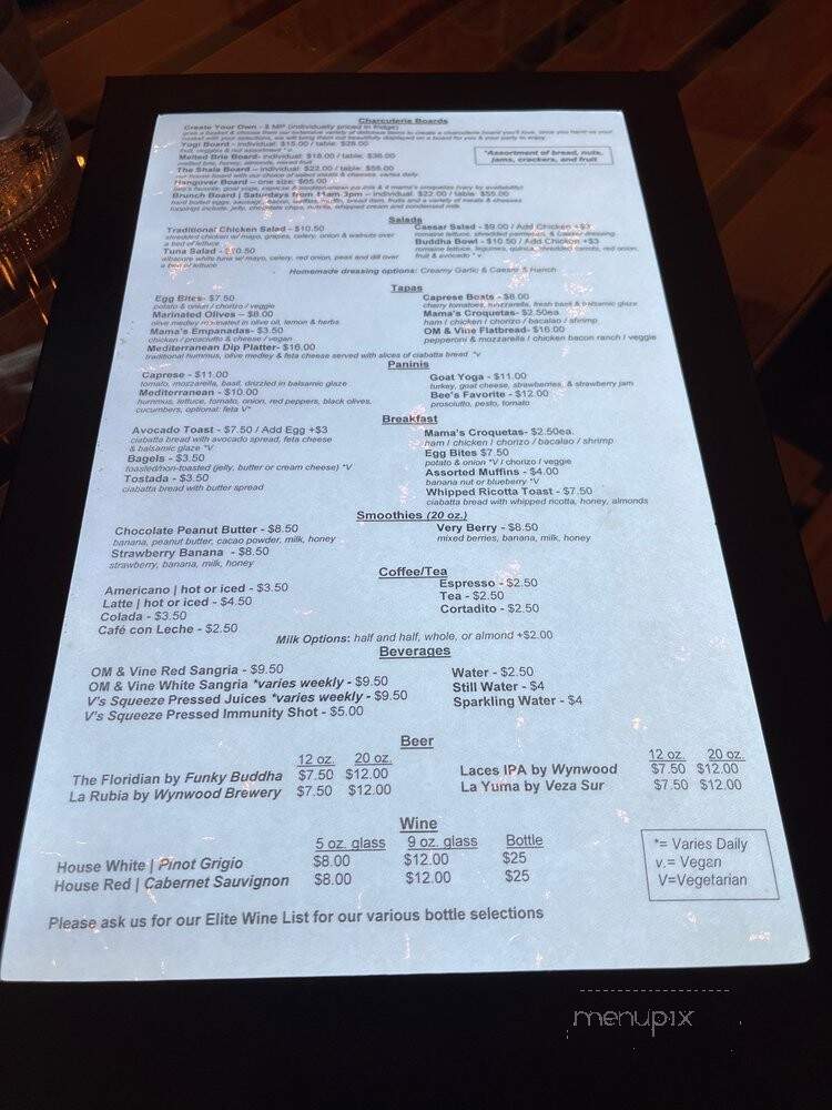 OM & Vine - Miami, FL menu_pic