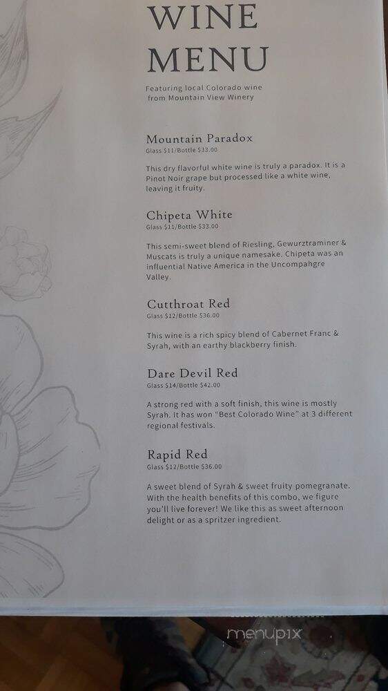 Ouray Wine Garden - Ouray, CO menu_pic