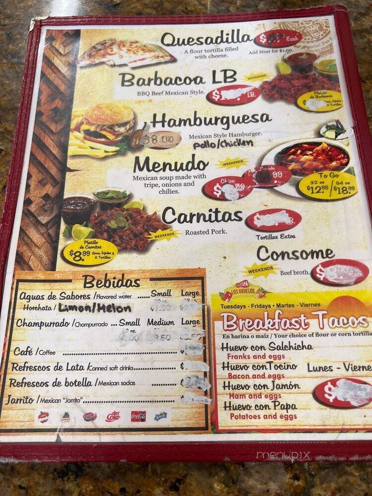 Sazon Los Abuelos #2 - Houston, TX menu_pic