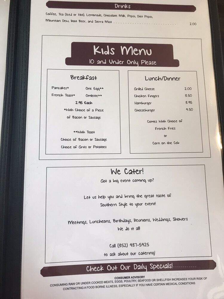 Southern Style Cafe and BBQ - Dade City, FL menu_pic