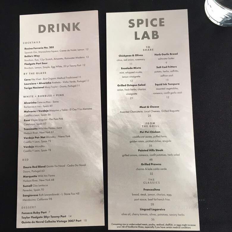 Spice Lab at the Harmon - Tacoma, WA menu_pic