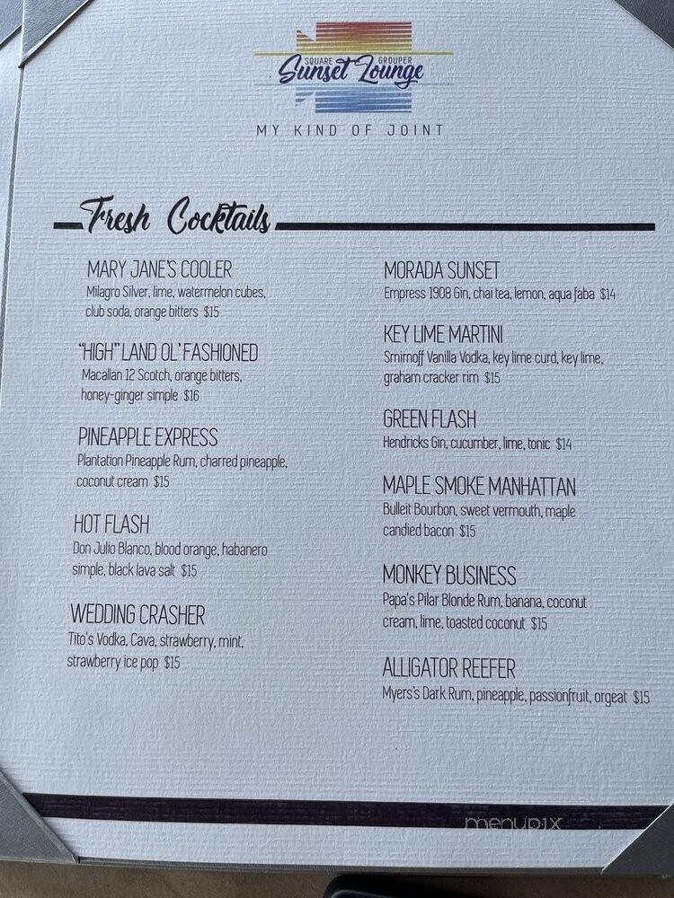 Sunset Lounge - Islamorada, FL menu_pic