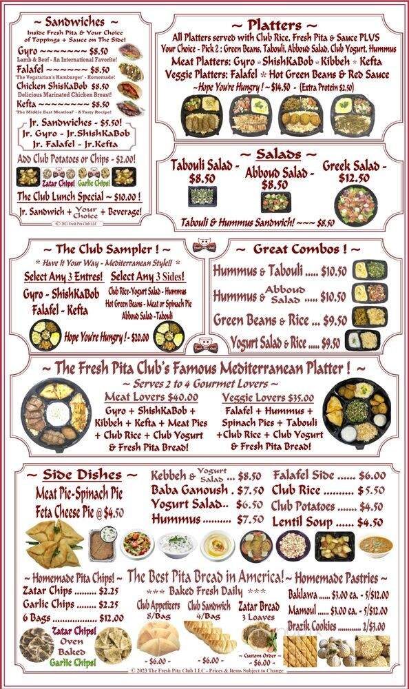 The Fresh Pita Club - Wellington, FL menu_pic