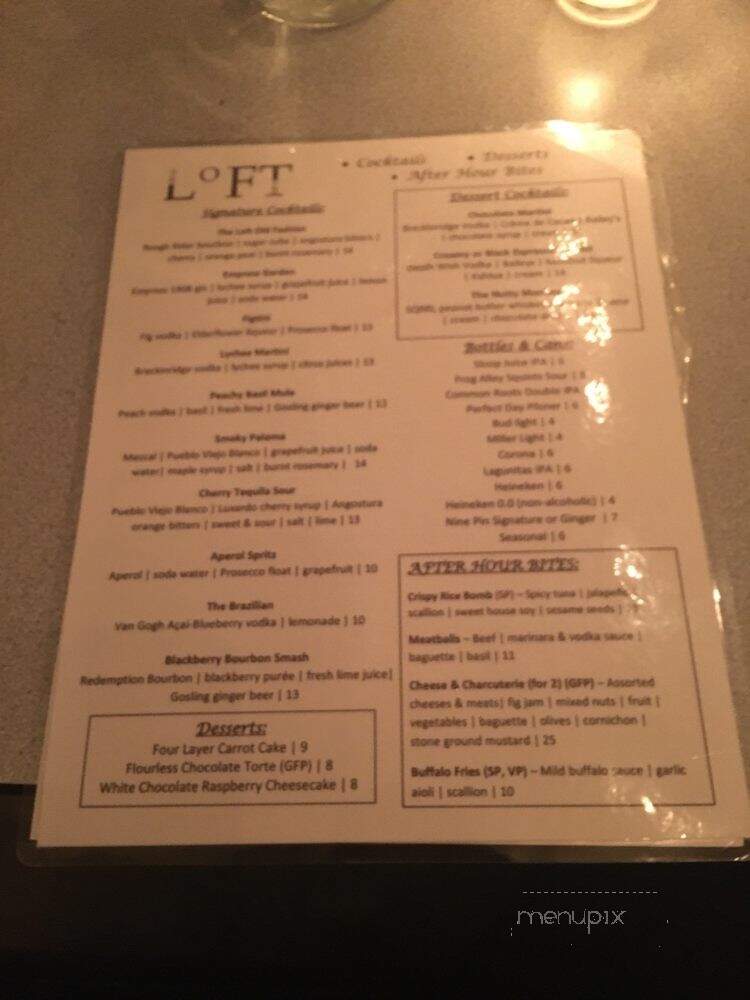 The Loft 205 - Albany, NY menu_pic