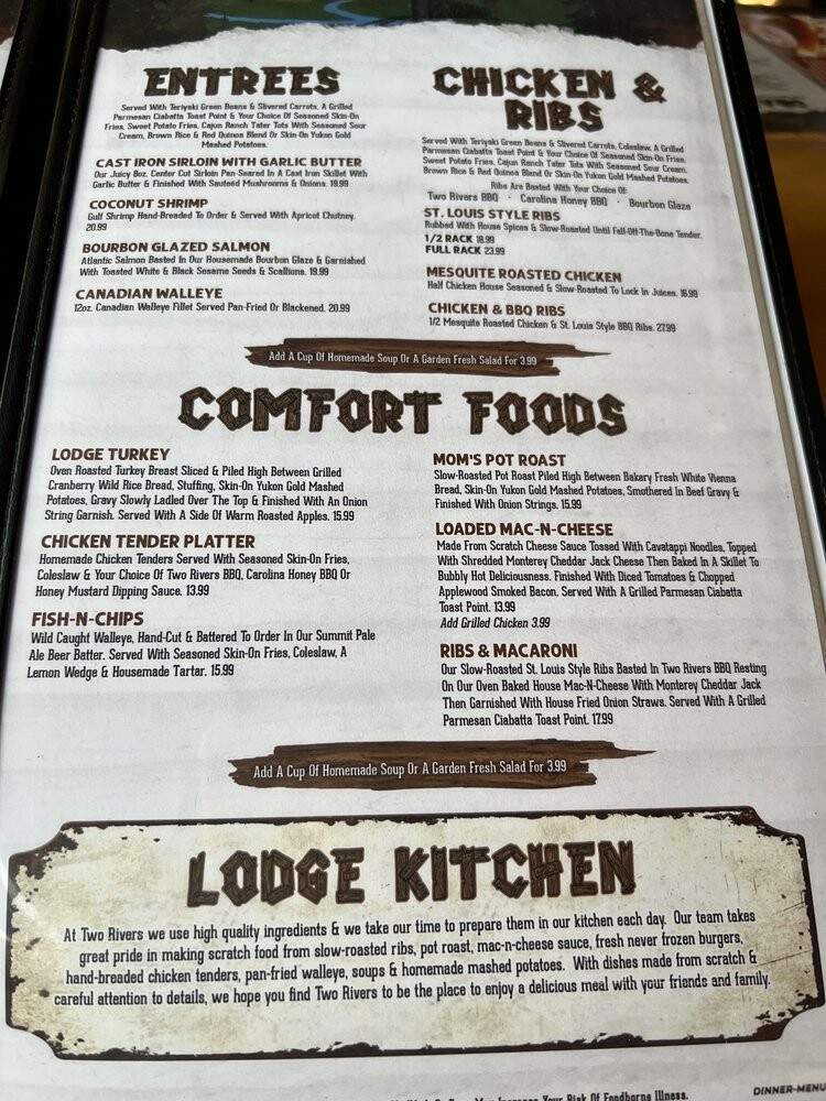 Two Rivers Lodge Bar & Grill - Prescott, WI menu_pic