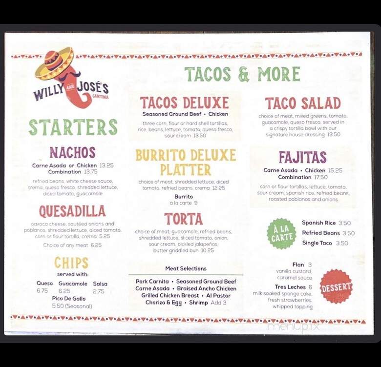 Willy & Jose's Cantina - Kansas City, MO menu_pic