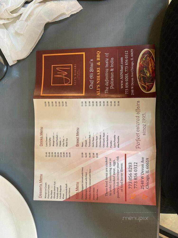 Ali's Nihari & BBQ - Chicago, IL menu_pic
