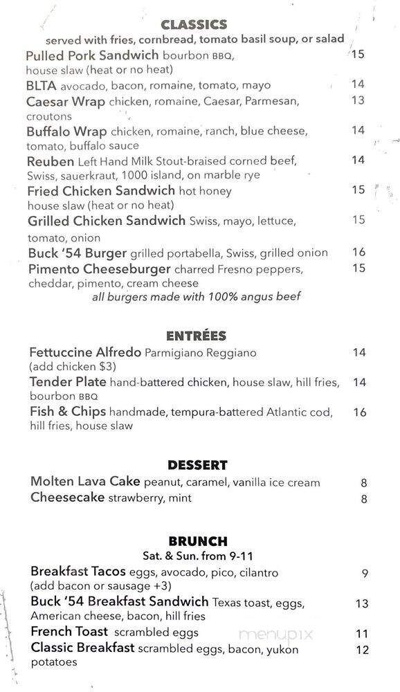 Buck '54 Bar & Grill - Burnsville, MN menu_pic