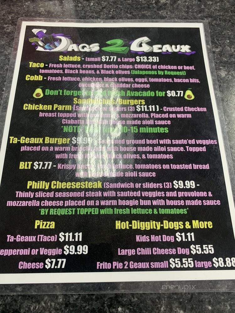 Daqs 2 Geaux - Mesquite, TX menu_pic
