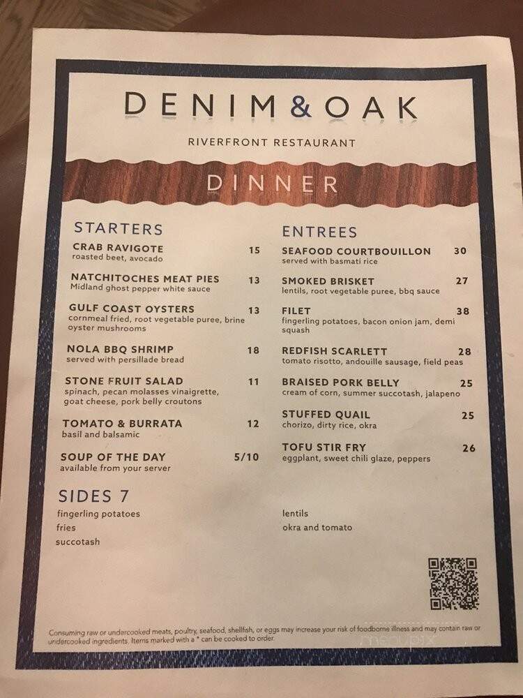 Denim & Oak Riverfront Restaurant - Columbus, GA menu_pic