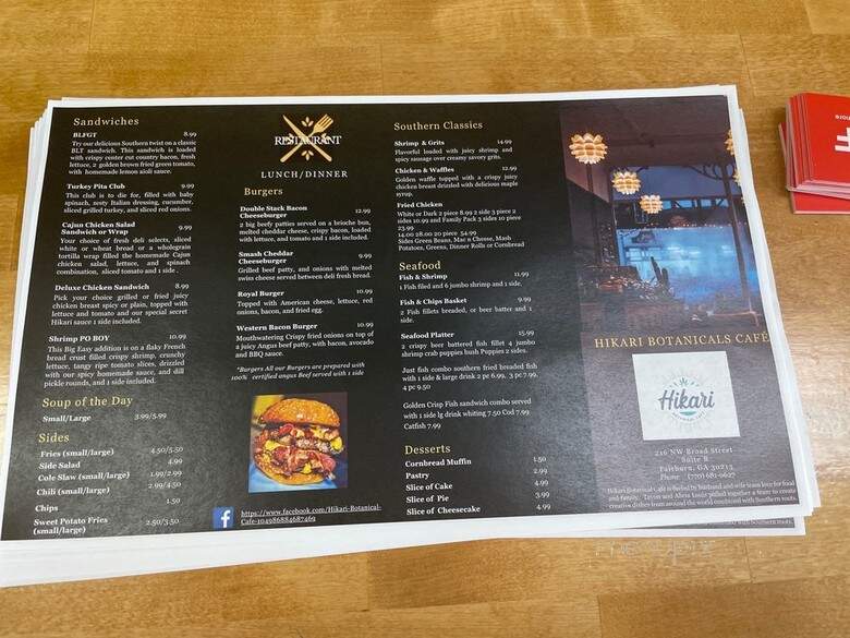 Hikari Botanical Cafe - Fairburn, GA menu_pic