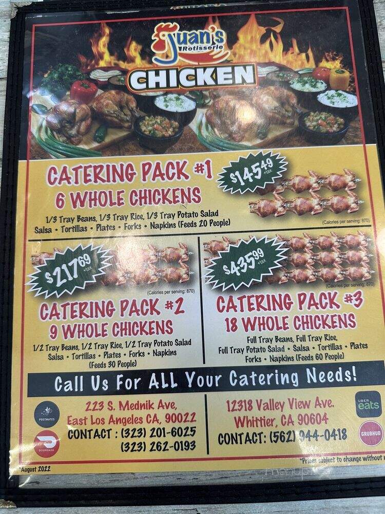 Juan's Rotisserie Chicken - Los Angeles, CA menu_pic